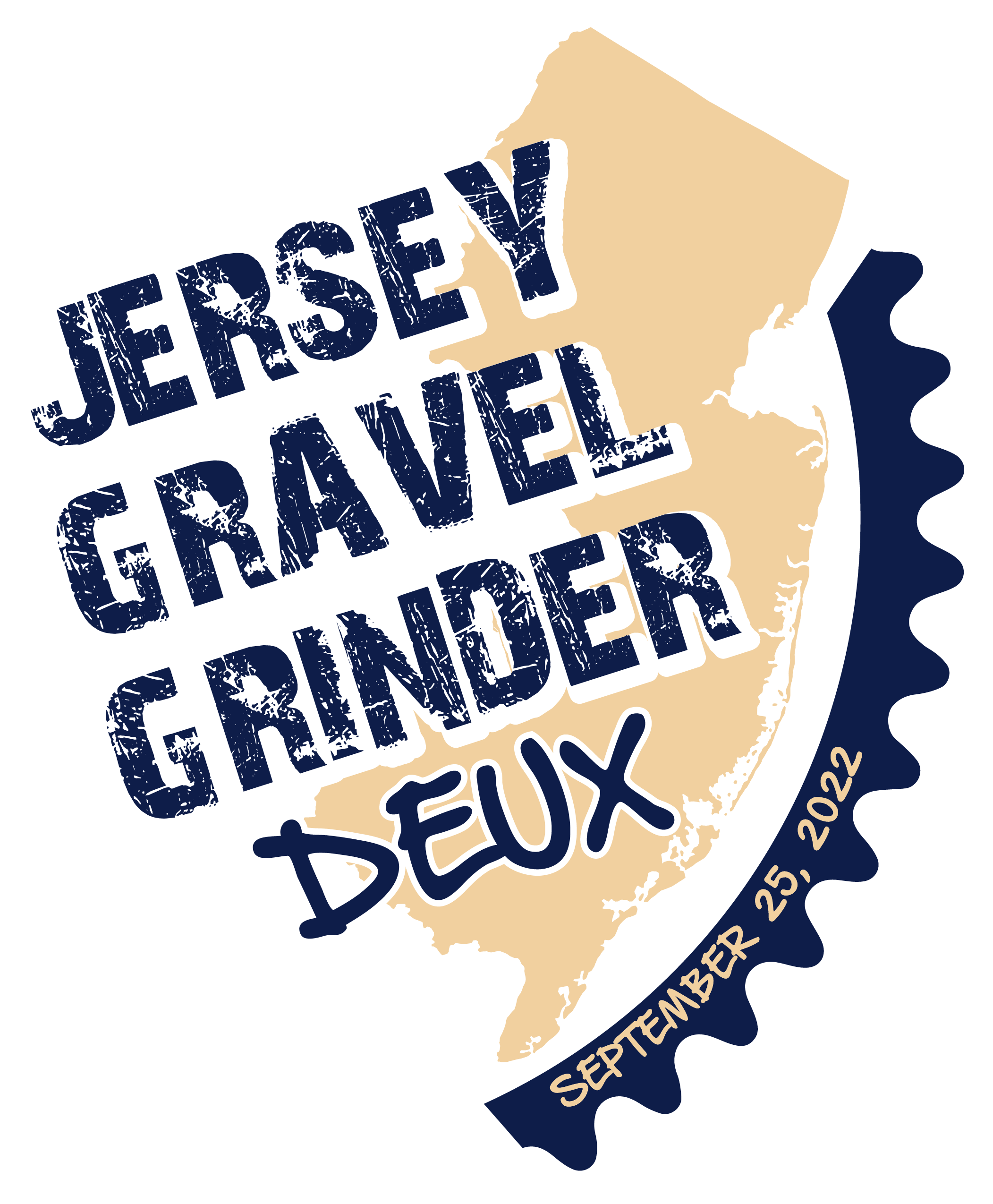 Jersey Gravel Grinder Deux logo yellow and dark blue